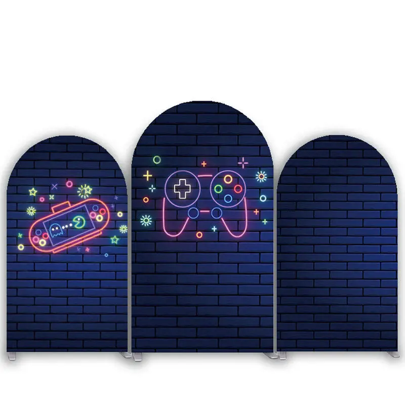 Aperturee Dark Brick With Game Night Arched Backdrop Kit | Diy Arch Backdrop Cover | Circle Arch Backdrop Diy | Diy Chiara Ba...