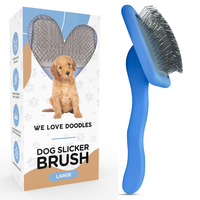 We Love Doodles Slicker Brush for Long Haired Dogs with Ergonomic Handle - Professional Quality Dog Grooming Brush for Sheddi...