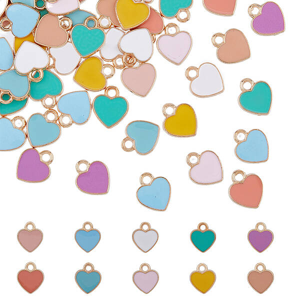 100Pcs 10 Colors Alloy Enamel Charms