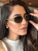 Vintage Oval Frame Sunglasses, Trendy Casual Stylish Glasses for Women and Men, Fashion Accessories for Everyday Use and Outd...