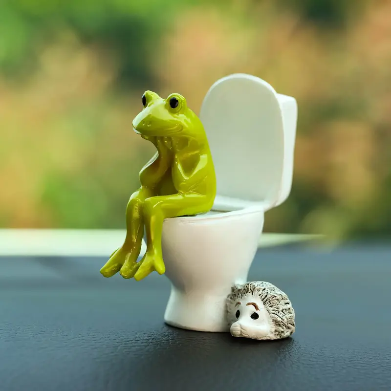 Cute Frog Design Car Interior Decoration, Funny Frog Sitting on the Toilet Car Ornament, Car Interior Decoration Accessories,...
