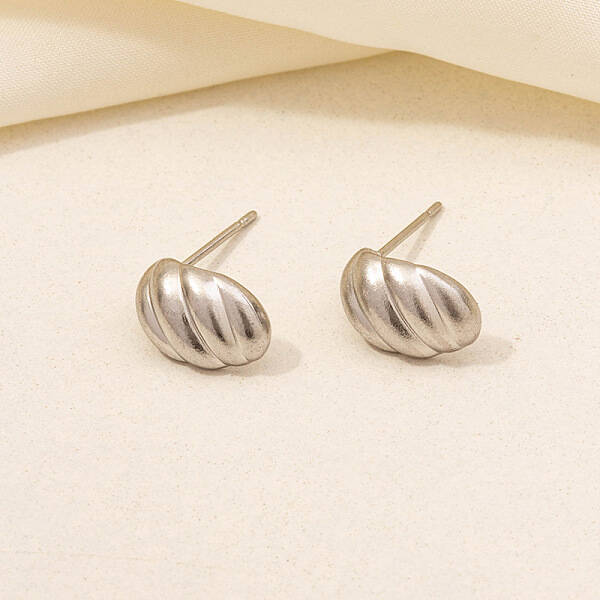 Stylish Irregular Stainless Steel Half Hoop Stud Earrings for Women