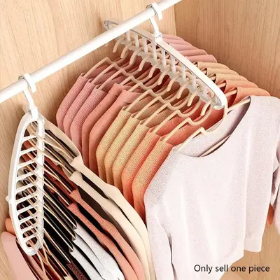 Rotatable Folding Clothes Hanger, 1 Count Modern Simple Large Capacity Clothes Hanger, Space Saving Clothes Rotating Hanger ...
