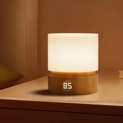 ICARER FAMILY Timer Night Light,Dimmable LED Bedside Lamp,Night Light Kids and Baby Nursery,Woodgrain,Sleep Aids Light,Rechar...