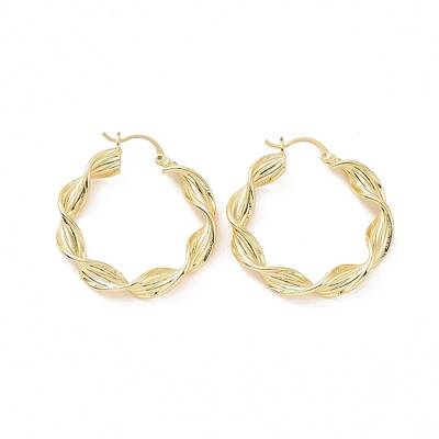 Brass Twist Rope Shape Hoop Earrings for Women