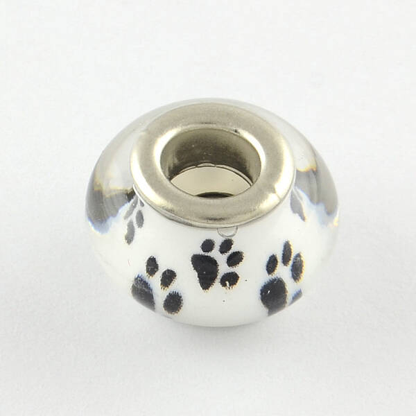 Large Hole Dog Paw Prints Pattern Resin European Beads
