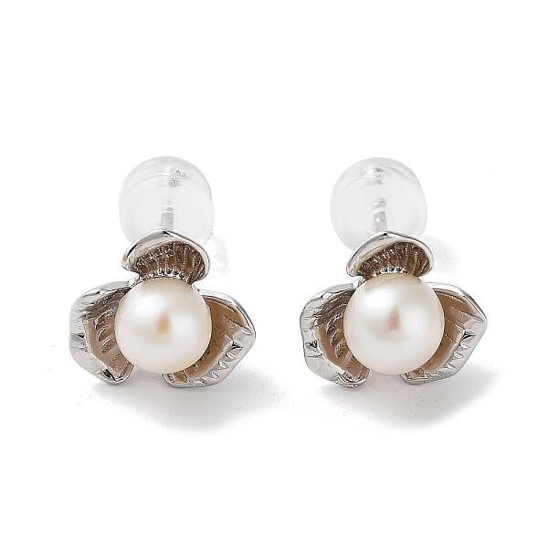 Natural Pearl Stud Earrings for Women