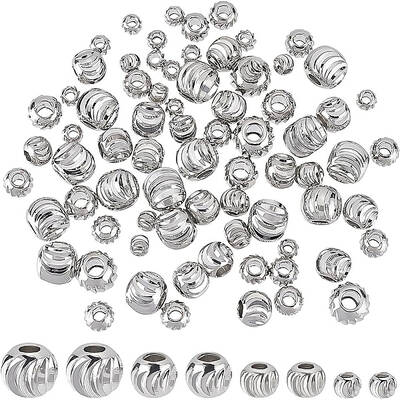 BENECREAT 80Pcs 4 Sizes Real Platinum Plated Spacer Beads