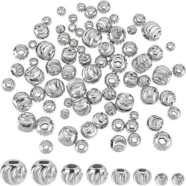 BENECREAT 80Pcs 4 Sizes Real Platinum Plated Spacer Beads