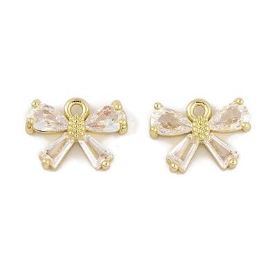 Brass Micro Pave Clear Cubic Zirconia Charms