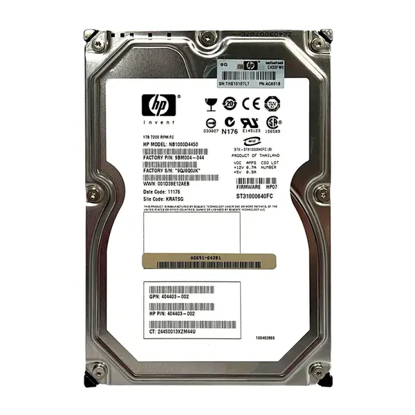 AG691-64201 HP 1TB 4Gb/s Fibre Channel 7200 3.5-inch Hard Drive