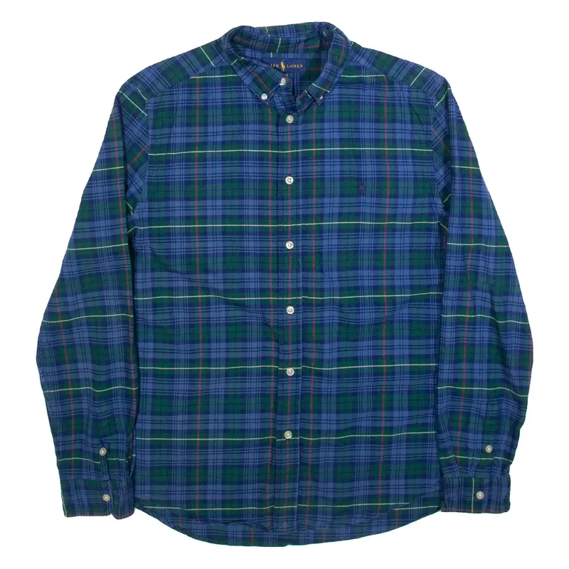 RALPH LAUREN Boys Shirt Blue Check Long Sleeve XL