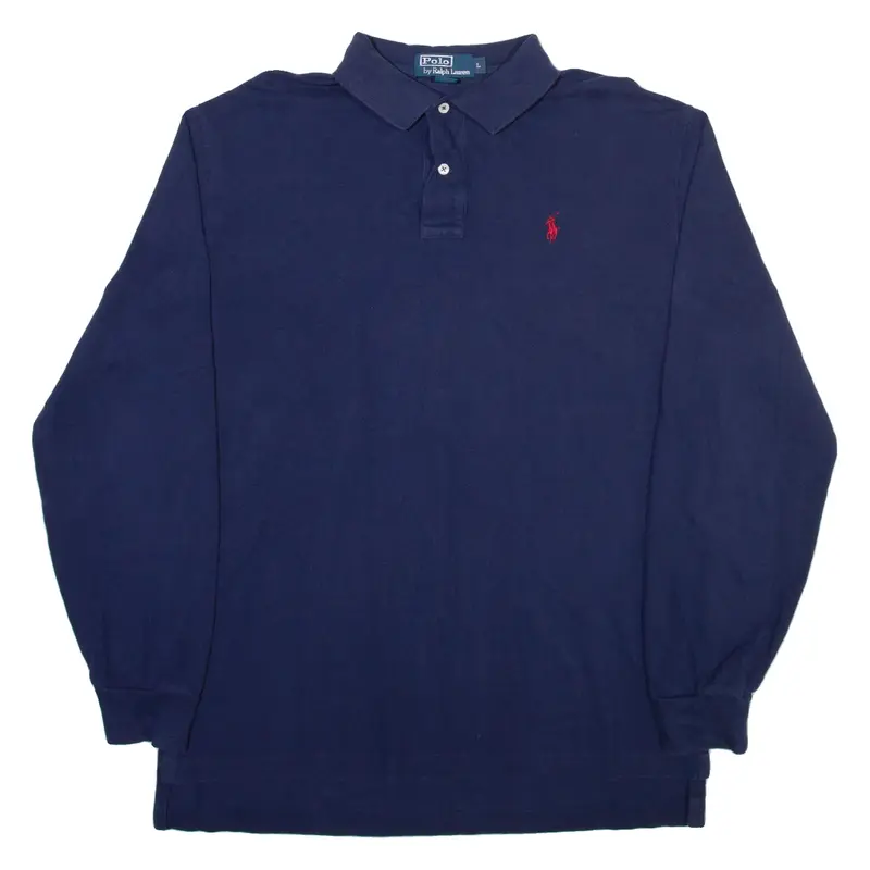 POLO RALPH LAUREN Mens Polo Shirt Blue Long Sleeve L