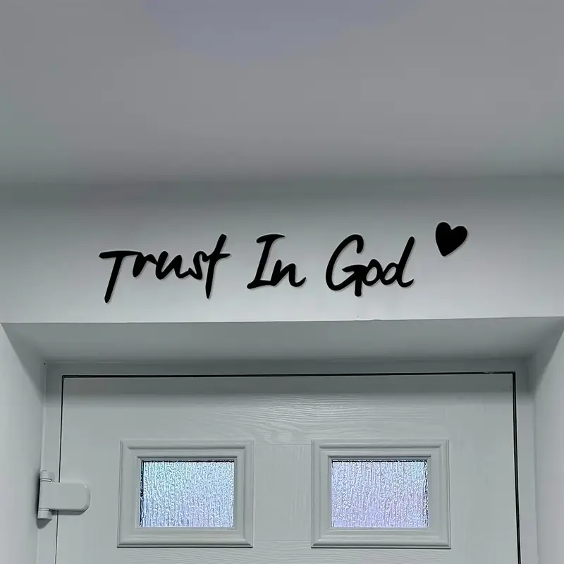 Wooden Wall Art, Trust in God Letter Pattern Wall Hanging Decor, Inspirational Wall Hanging Decor for Home, Prayer Room & Far...