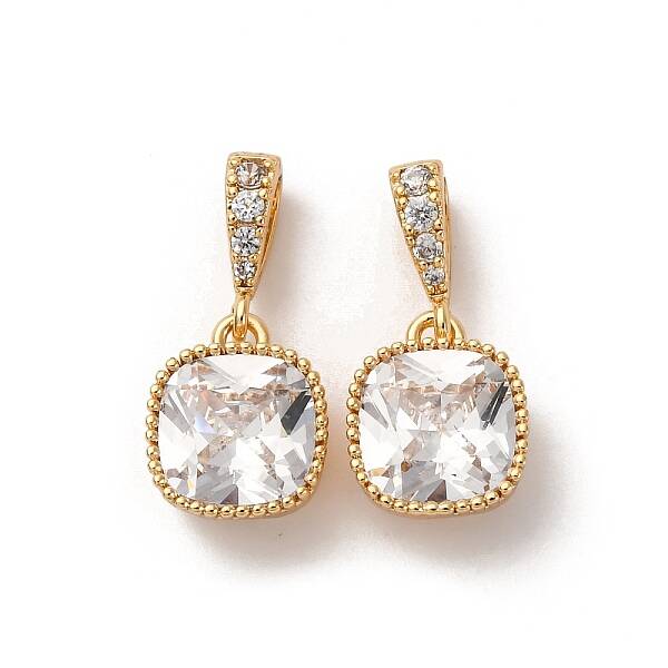 Brass Micro Pave Cubic Zirconia Pendants
