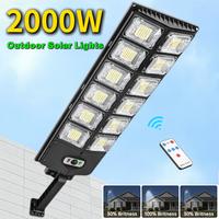 2000W Upgraded Solar Lights Outdoor Waterproof, 6500K 10000LM Solar Street Lights Outdoor Dusk to Dawn Wide Angle Motion Sens...
