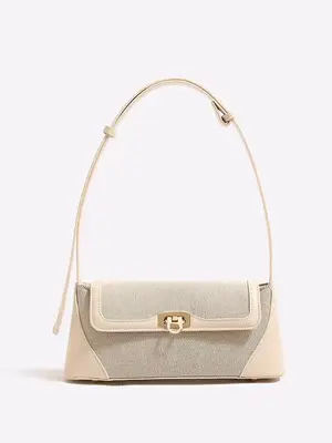 Women's Fashionable Solid Color Shoulder Bag, Vintage Buckle Decorated Crossbody Bag for Work & Daily Used, Casual Trendy Ver...