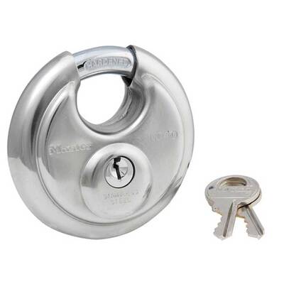 Master Lock Discus Padlock, Shrouded Shackle, Keyed Different, Key Retaining, Body Width: 2-3/4 (70Mm), Shackle Length: 5/8...