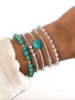 Boho Style Turquoise Decor Beaded Bracelet Set, Fashion Beaded Bracelet for Women & Men, Trendy All-match & Exquisite Jewelry...