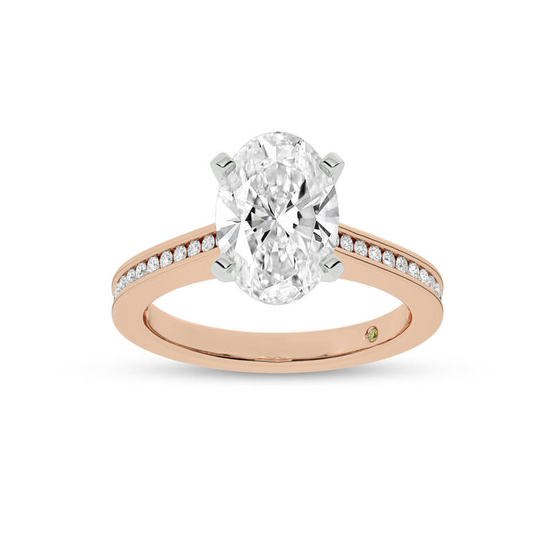 Paris Channel Set Oval Lab Diamond Engagement Ring | 10K Rose Gold 2 3/4 CT. TW.