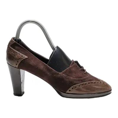 ARMANDO PUCCI Brogue Pump Heels Brown Leather Womens UK 5.5