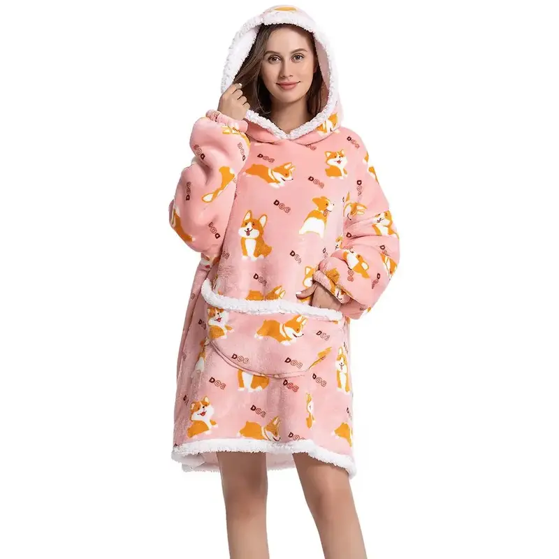 Oversized Wearable Hooded Blanket Girly Bedroom Accessories, 1 Count Soft & Warm Wearable Blanket with Pocket for Adults, Boy...