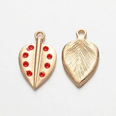 Light Gold Plated Alloy Enamel Leaf Pendants