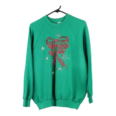 Fruit Of The Loom Christmas Sweatshirt - Large Green Cotton Blend