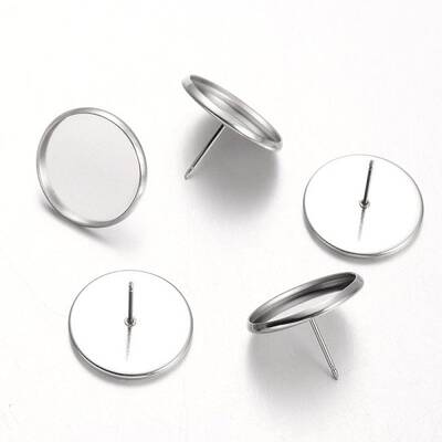 Tarnish Resistant Flat Round 304 Stainless Steel Stud Earring Settings
