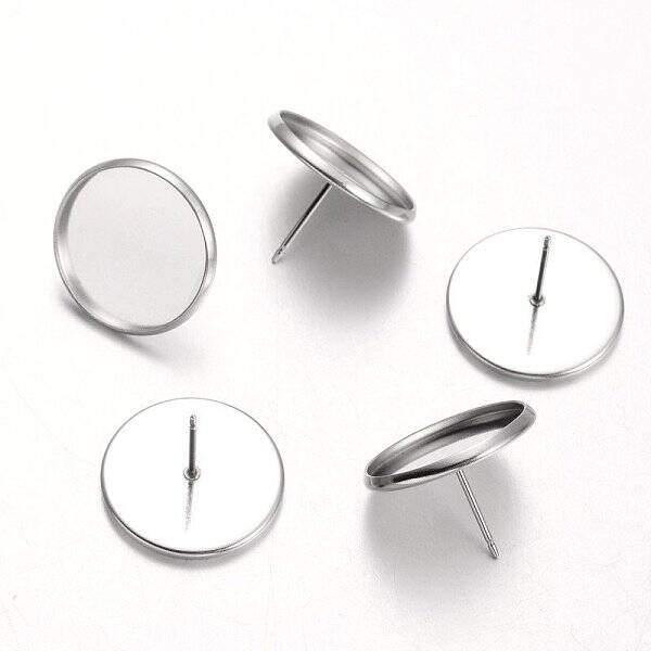 Tarnish Resistant Flat Round 304 Stainless Steel Stud Earring Settings
