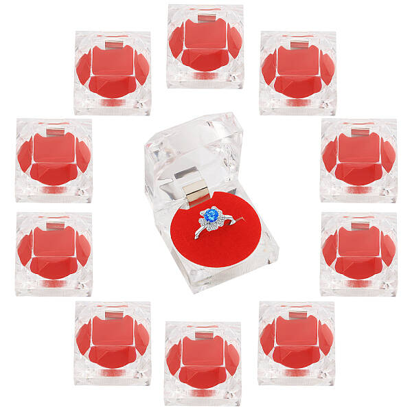 Square Diamond Acrylic Ring Storage Boxes