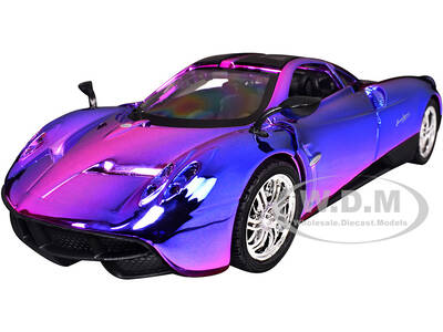 Pagani Huayra Pink and Purple Chrome Custom Wrap Series 1/24 Diecast Model Car by Motormax