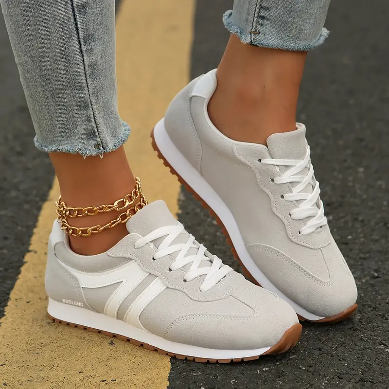 Women Fashion Sneakers Suede Patchwork Non-Slip Casual Walking Shoes Comfortable Gym Tennis Running Shoes Workout