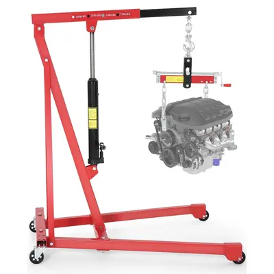 Garvee 3000 LBS Hydraulic Engine Hoist with Lever, 1.5-Ton Telescoping Boom Shop Crane with 4 Heavy-Duty Casters, Garage & Wa...