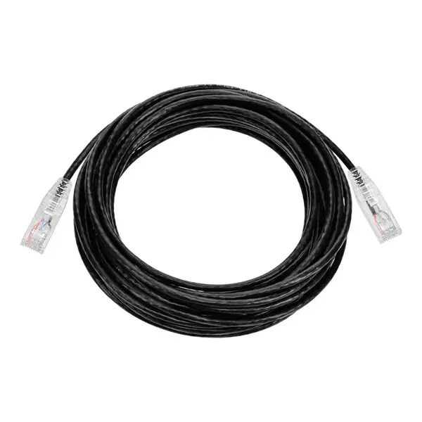 13552 Monoprice Cat6 Component Level Ethernet Cable SlimRun Pure Bare Copper UTP 28AWG 550MHz Snagless RJ45 20ft Black