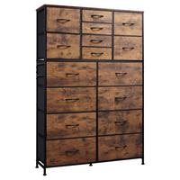 WLIVE 16-Drawer Fabric Storage Tower | Steel Frame Dresser with Adjustable Feet & Wood Grain Top, Cabinet for Bedroom/Closet,...