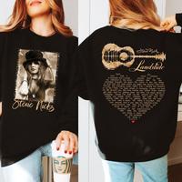Stevie Nicks Landslide Guitar Song Heart Lyrics Shirt, Two-Sided Vintage Rock Tee, Fleetwood Mac Inspired Music Shirt, Retro ...