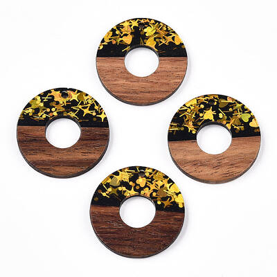 Opaque Resin & Walnut Wood Pendants