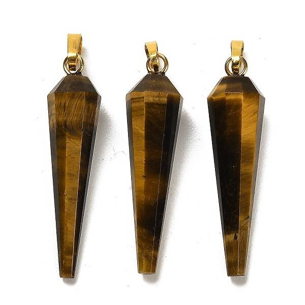 Natural Tiger Eye Pointed Pendants