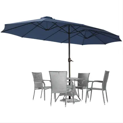 ăNo baseăYODOLLA 15x9ft Double-Sided Patio Umbrella Outdoor Market Umbrella with Crank Air Vents for Patio(1.9\