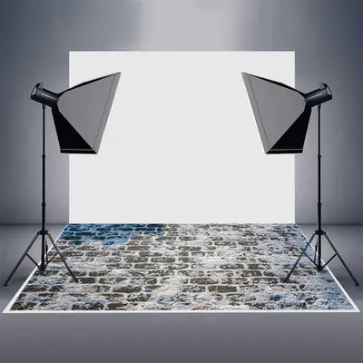Aperturee Winter Snowy Brick Pavement Rubber Floor Backdrop - Aperturee