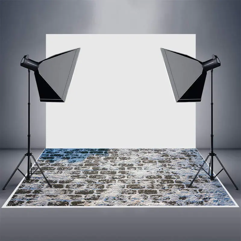 Aperturee Winter Snowy Brick Pavement Rubber Floor Backdrop - Aperturee