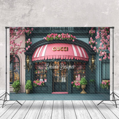 Floral Gucci Luxury Store Architecture Photo Backdrop - Aperturee