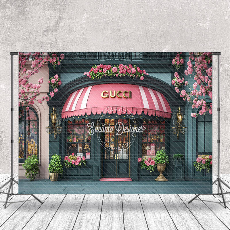 Floral Gucci Luxury Store Architecture Photo Backdrop - Aperturee