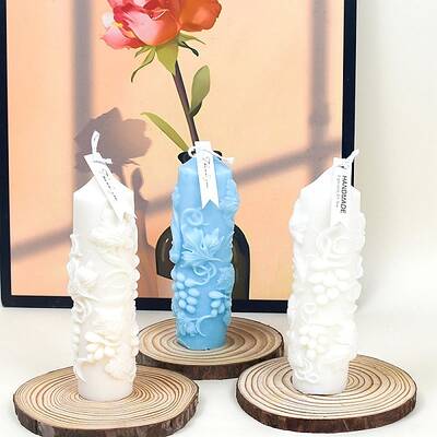 3D Grape Pillar Scented Candle Silicone Molds