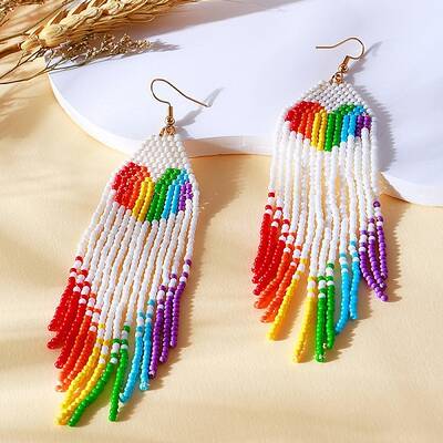 Bohemian Glass Heart Dangle Earrings