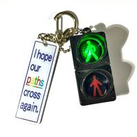 Love in Motion Mini Couple Keychain Set - Pedestrian Light Symbolic Gift for Couples, Matching Red & Green Heartbeat Bag Char...