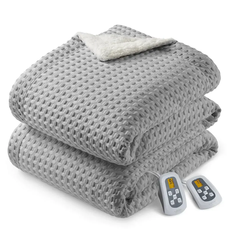 Garvee Heated King Size Blanket with Dual LCD Controllers, Fast Heating, 240GSM Velvet & Sherpa, 10 Heat Levels, 1-12H Timer,...