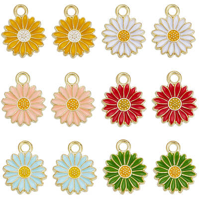 48Pcs 6 Colors Alloy Enamel Charms