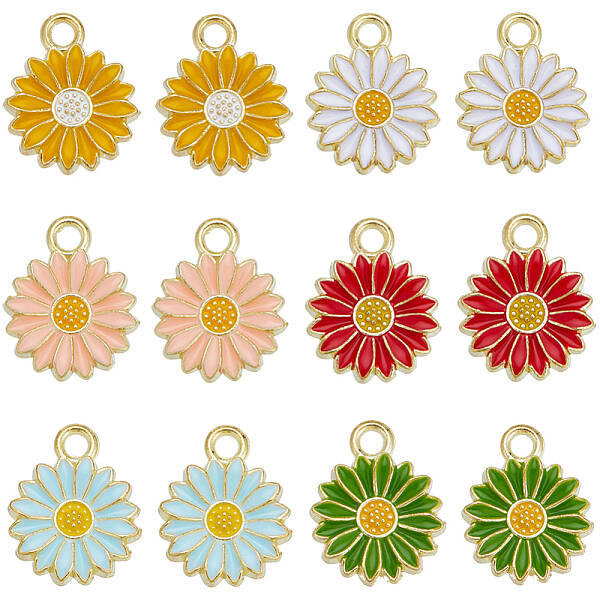 48Pcs 6 Colors Alloy Enamel Charms